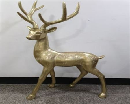 .xmas. Renna Grande In Resina Oro 95x50x155.5cm