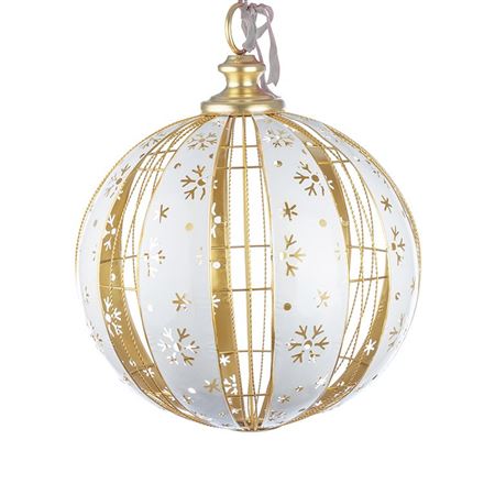.xmas. Sfera Natale Grigliata Bianca Oro D.49 H.61