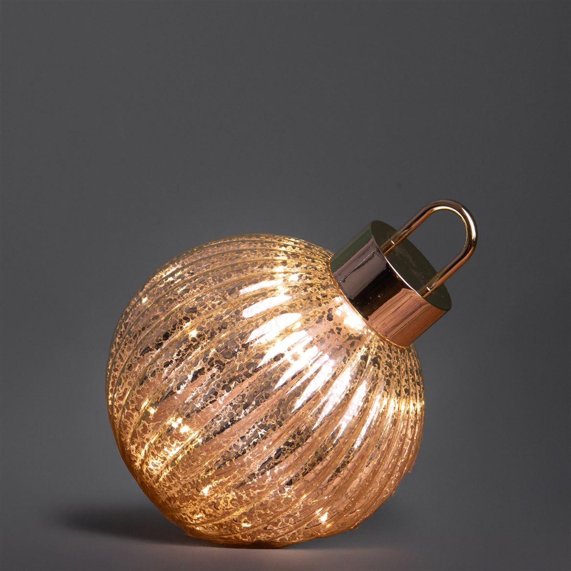 .xmas. Sfera Vetro D.18cm Led Da Appog. - Ant. Gol