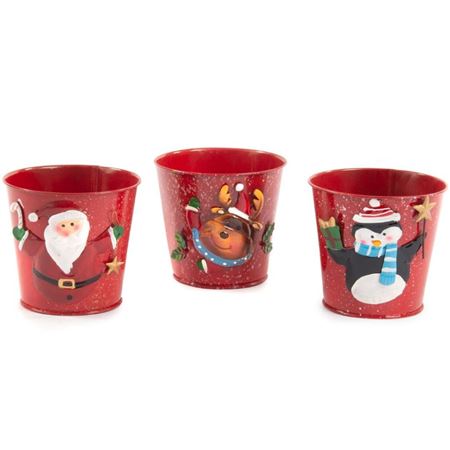 Xmas. Vasi Metallo 3mix Des. Natale D.13.7 H.17cm