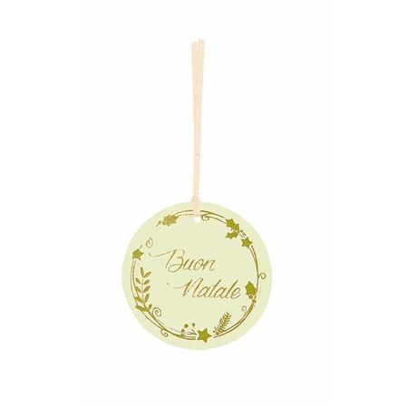 .xmas. Velvet Tag W/buon Natale (6pcs) D.7cm White