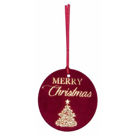 .xmas. Velvet Tag W/tree (6pcs) D.7cm - Bordeaux