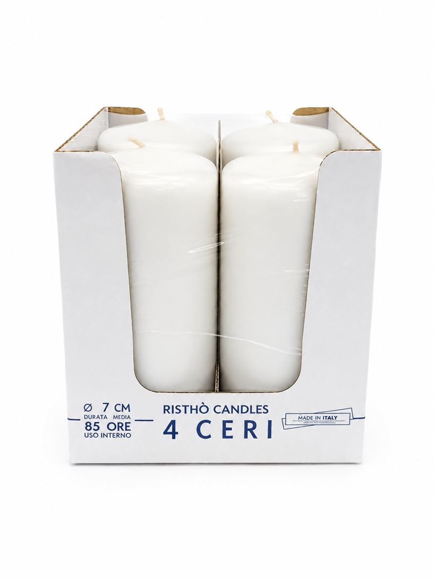 Candele. Cero D.7xh15 Vass. 4pz. Bianco