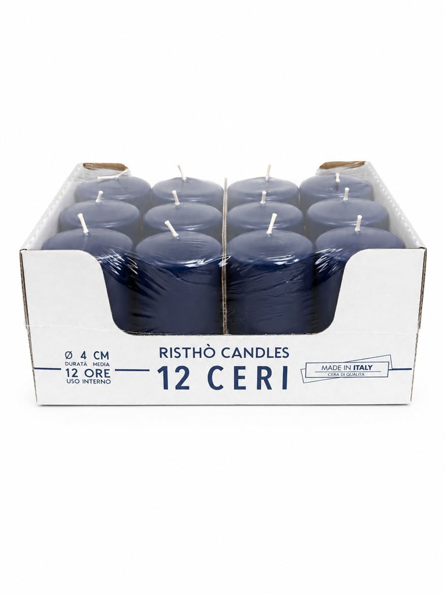 Candele. Cero D4xh7cm Vass.12pz Blu Notte
