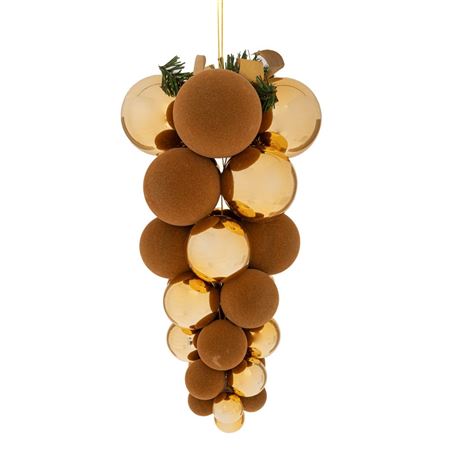 Xmas. Decorazione Grappolo Sfere 23x43cm - Gold