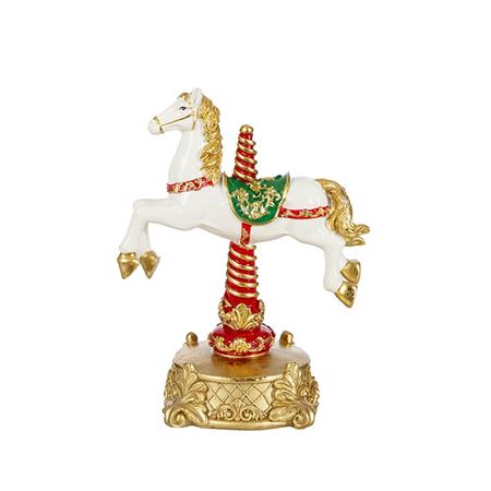 Xmas. Giostra Cavallino In Resina 15x10h20cm