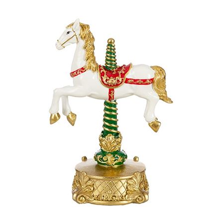 Xmas. Giostra Cavallino In Resina 16x11h24cm