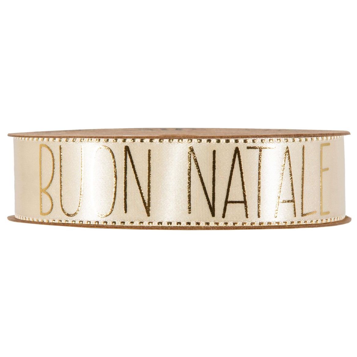 Xmas. Nastri Buon Natale Mm25 X 15m - Cream