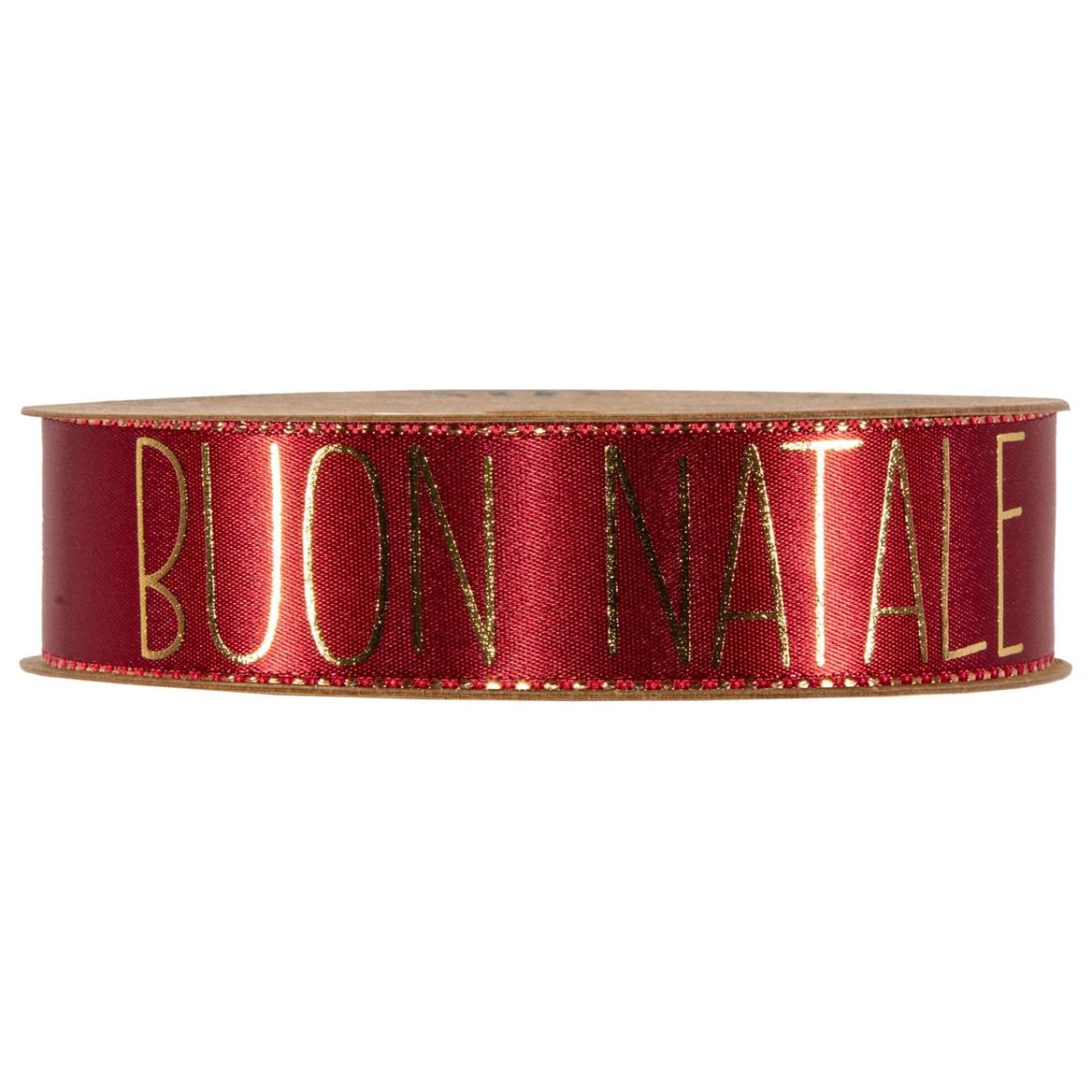 Xmas. Nastri Buon Natale Mm25 X 15m - Red Dahlia