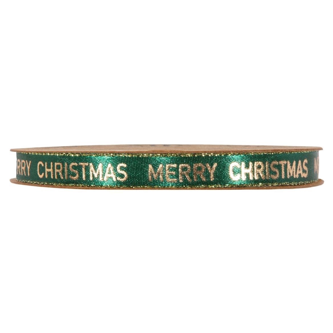 Xmas. Nastri Merry Christmas Mm10x20m - Dk Green