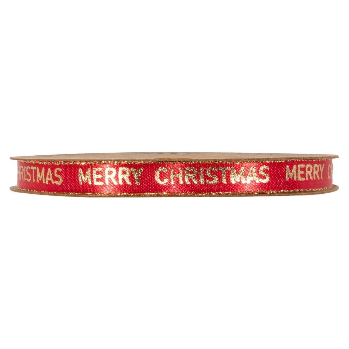 Xmas. Nastri Merry Christmas Mm10x20m - Red
