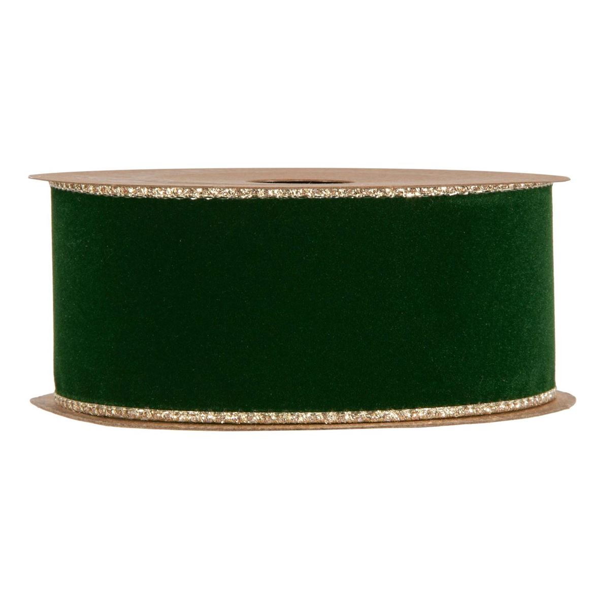 Xmas. Nastri Velvet E Glitter Mm40x10m - Dk Green