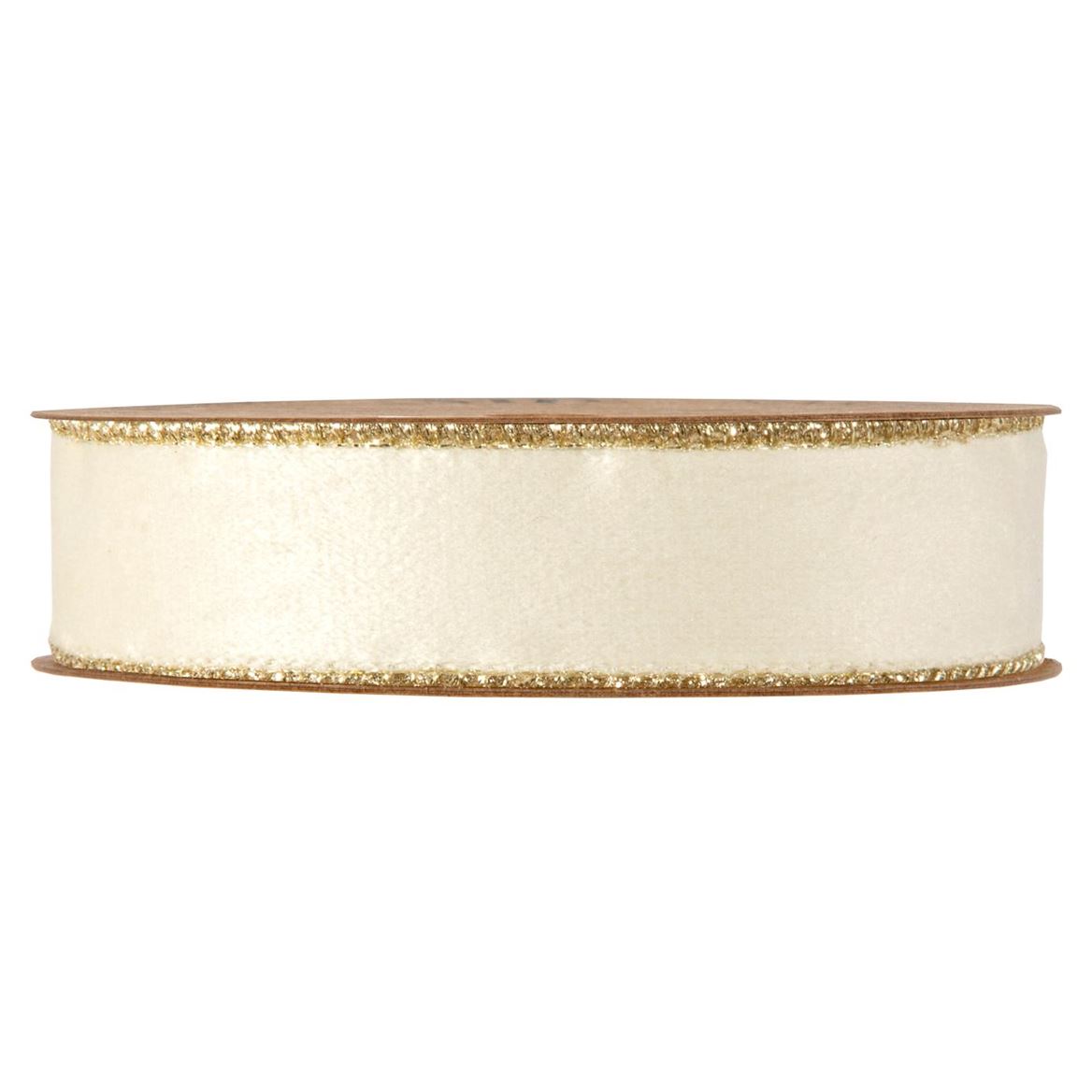 Xmas. Nastri Velvet Embrace Mm25x10m - Cream