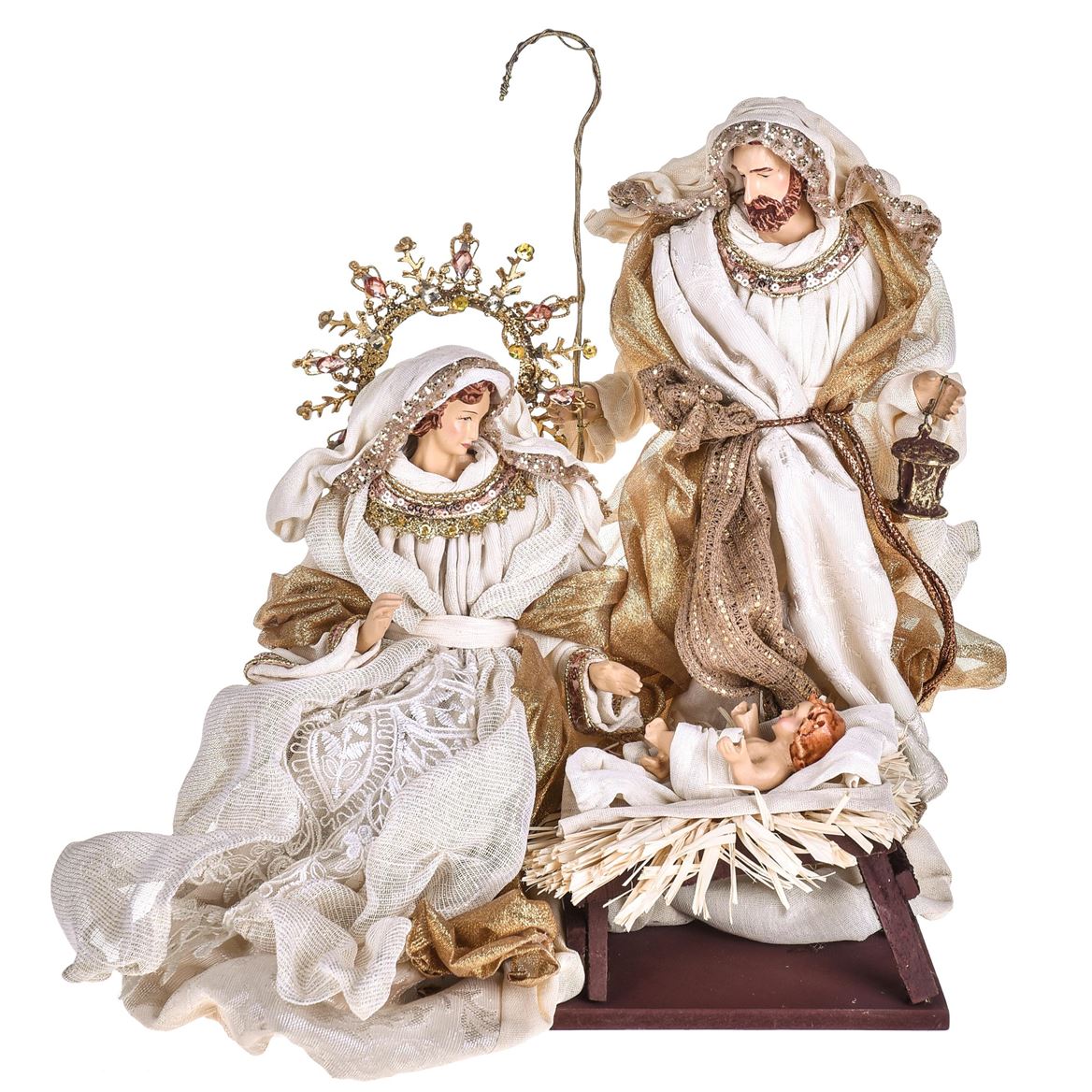 Xmas. Natività H36cm Su Base - Beige Gold