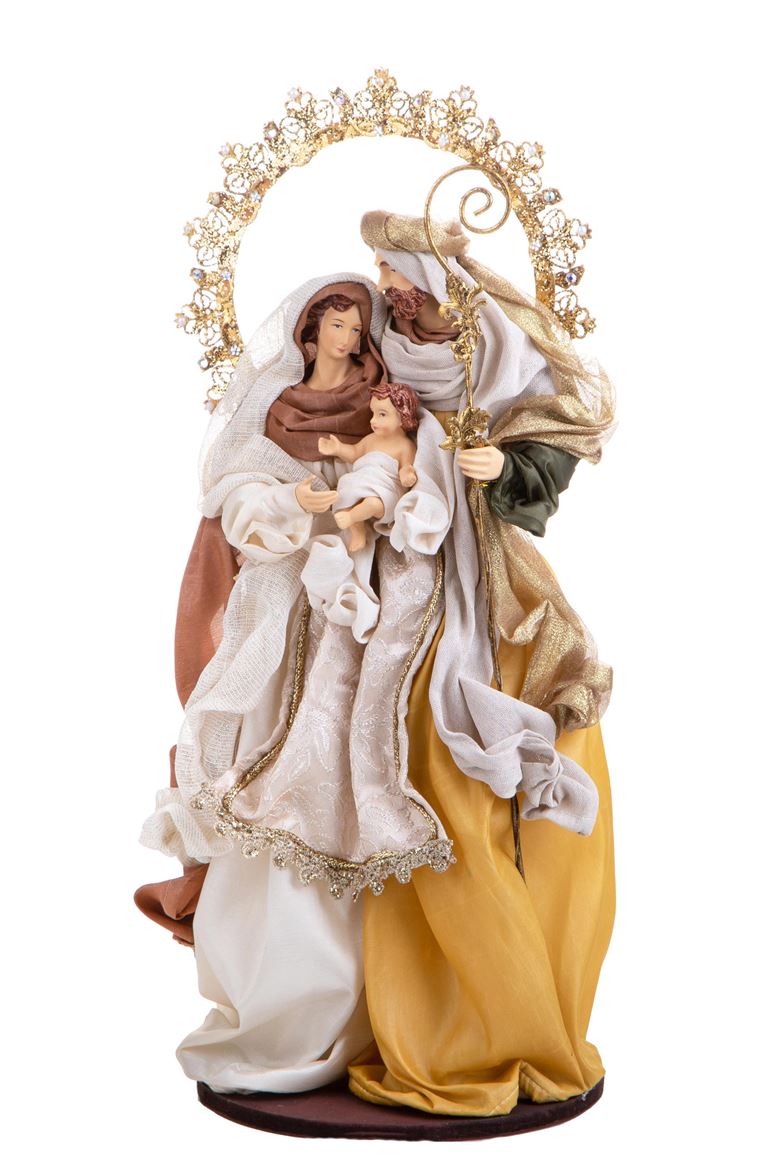 Xmas. Natività H50cm Base Tonda - Brown Green Gold