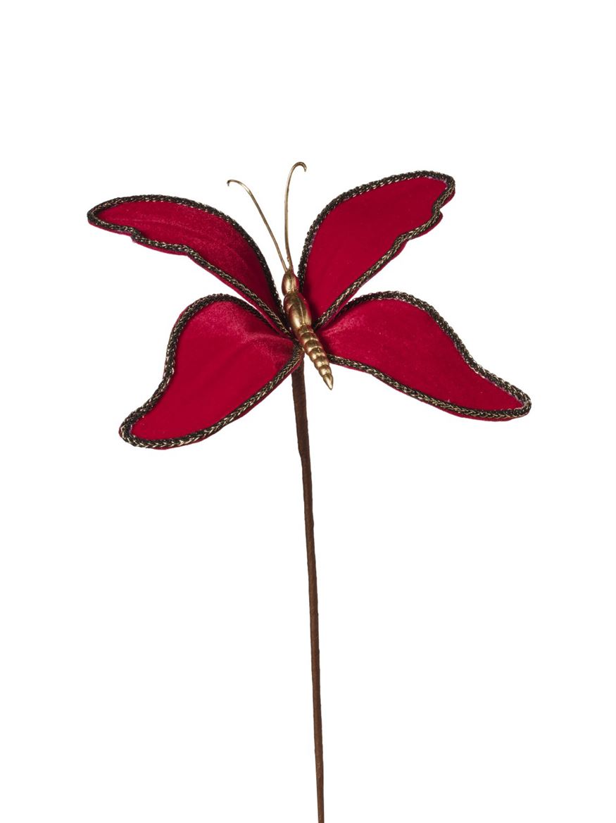 Xmas. Pick Farfalla Velluto L25 H30cm - Red