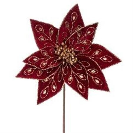 Xmas. Ramo Poinseta Con Diamanti 60cm - Burgundy