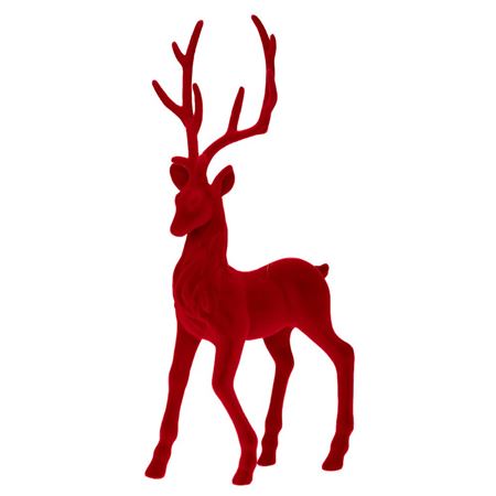 Xmas. Renna In Piedi Flock 23x50cm - Red
