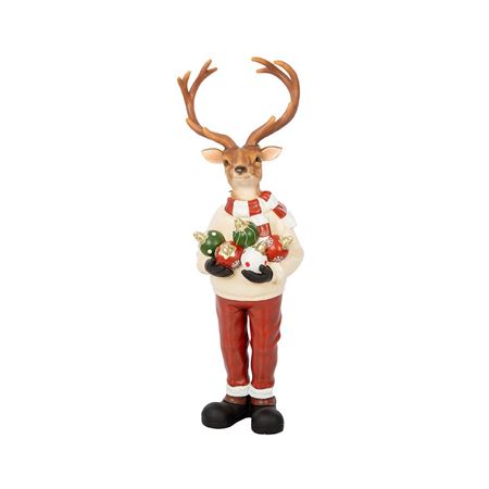 Xmas. Renna In Resina Cn Palline Natale 33x36h92cm