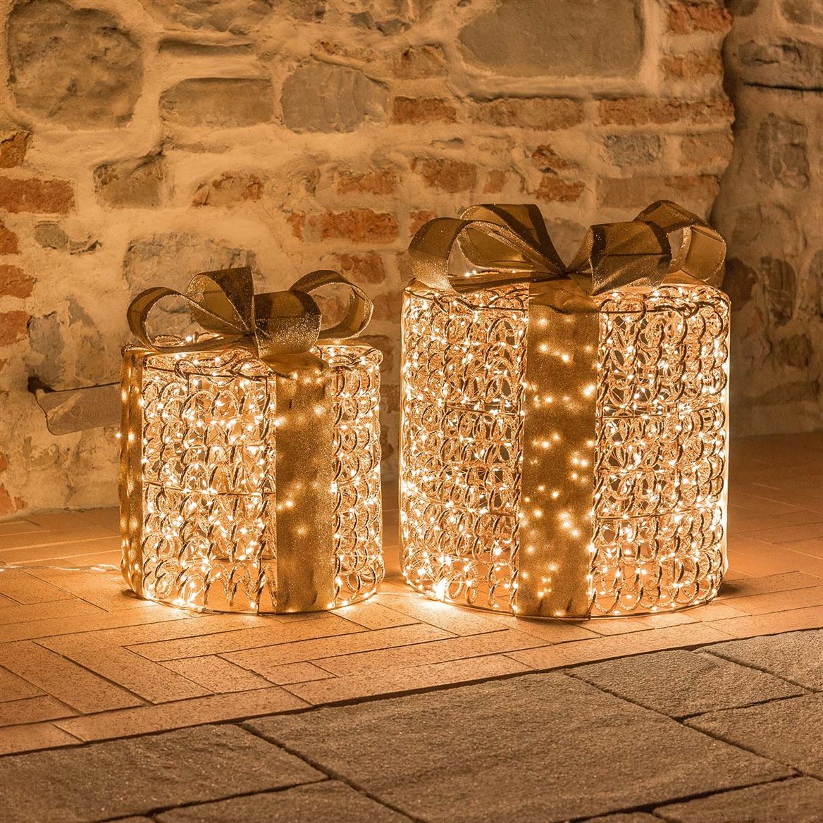 Xmas. Set 2 Pacchi H36-47cm Rgm Rose Gold Microled