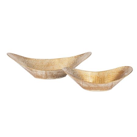 Xmas. Set2 Vassoi Ondulati Metal Cm 42x22 54x25cm