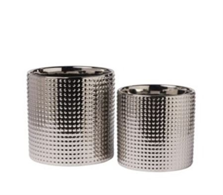 Xmas. Vasi Ceramica. 2pz Puntinato D21-18cm - Silv