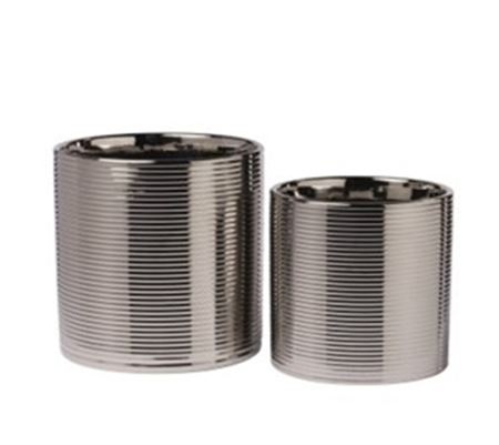 Xmas. Vasi Ceramica. 2pz Stripe D21-18cm - Silver