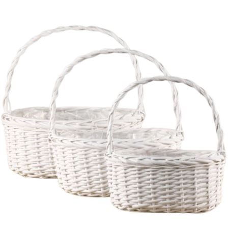 Casti Caspò. Tris Vimini Ovale Bianco D19-29-40cm