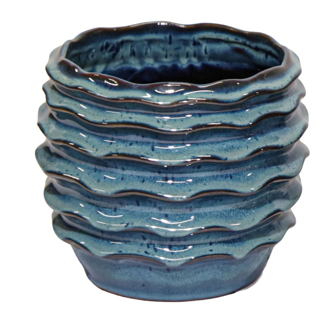 Vasi Ceramica. Boheme Wave Pot D.19 H.15cm - Ocean