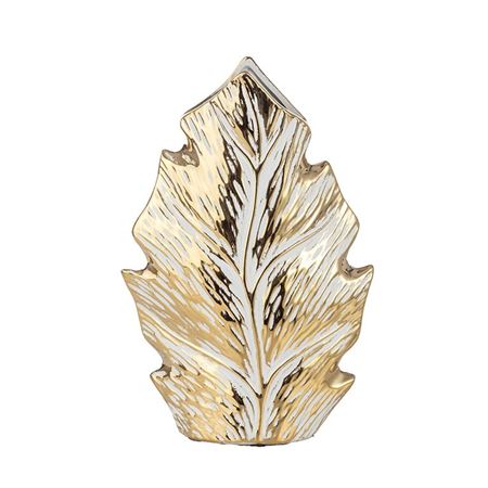 Xmas. Vasi Ceramica. Foglia 18x6h26cm - Bianco Oro