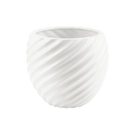 Vasi Ceramica. Sfera Spirale H14 D16cm - Bianco