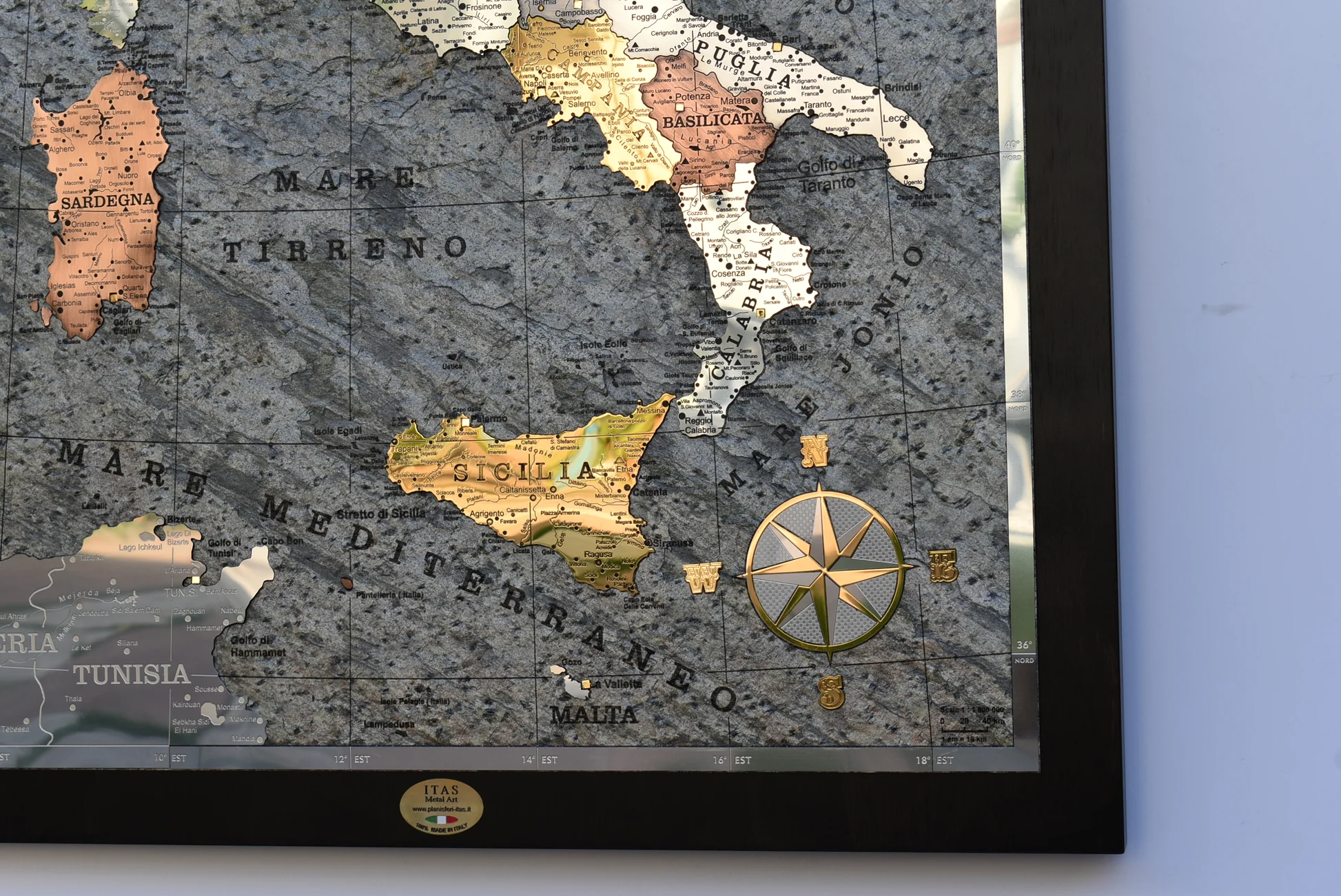 Pann.art. Italia In Pietre Metall Oro24k-69x84x3cm