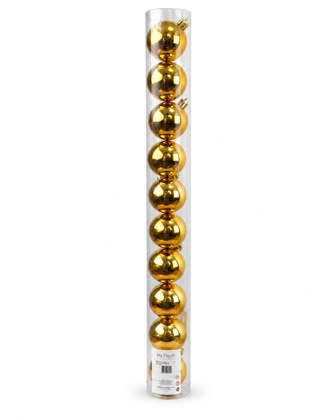 Xmas. Box 10 Sfere Plastica D.5cm - Gold