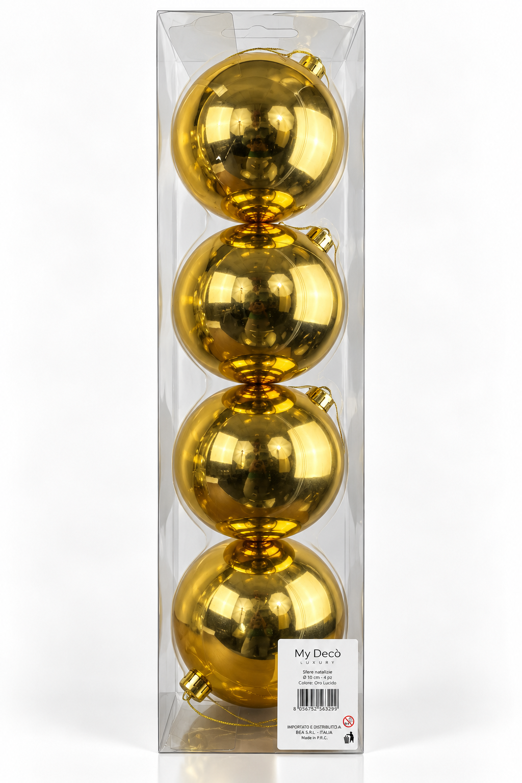 Xmas. Box 4 Sfere Plastica D.15cm - Gold