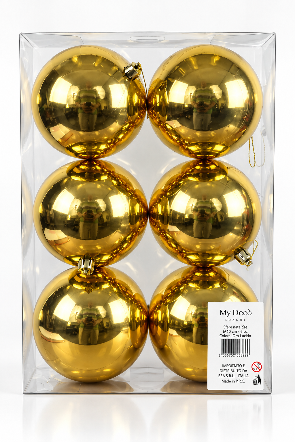 Xmas. Box 6 Sfere Plastica D.10cm - Gold