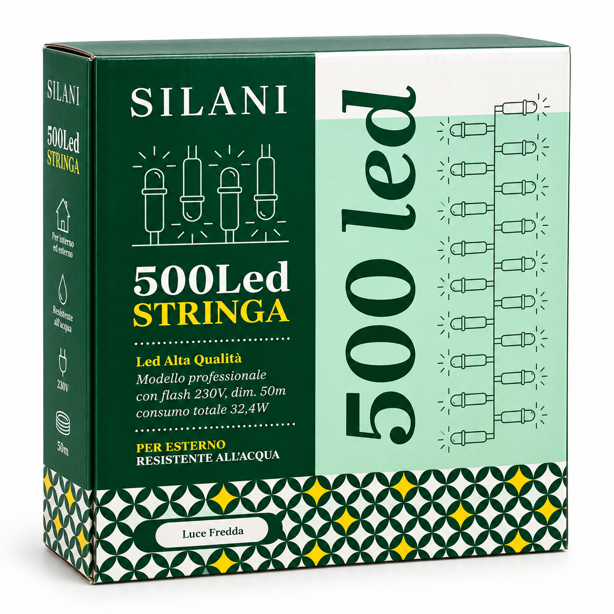 Xmas. Led 500 Stringa 50m Luce Fiss Bianco Caldo
