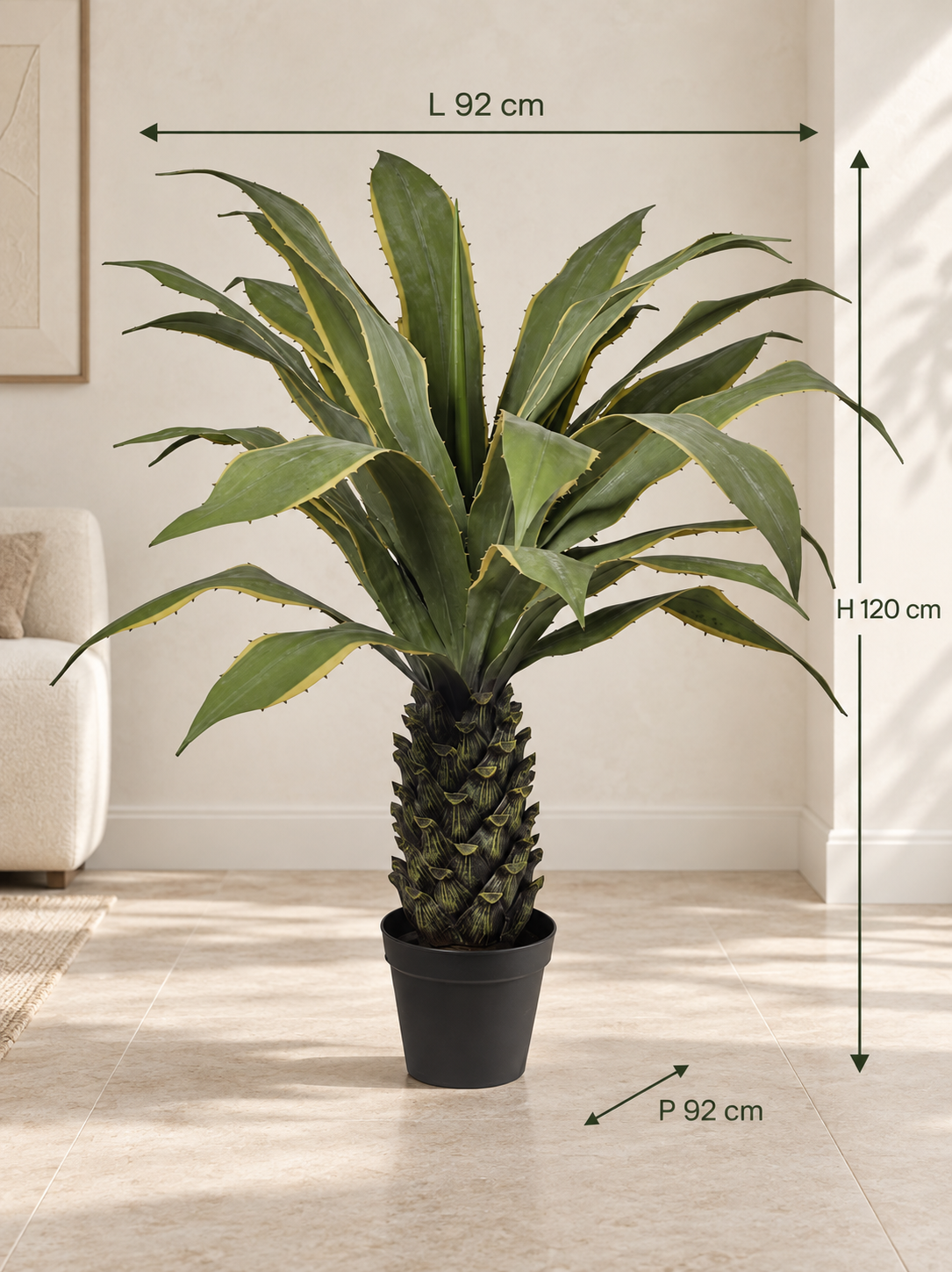 Art. Pianta Agave 92x92x120cm - Green