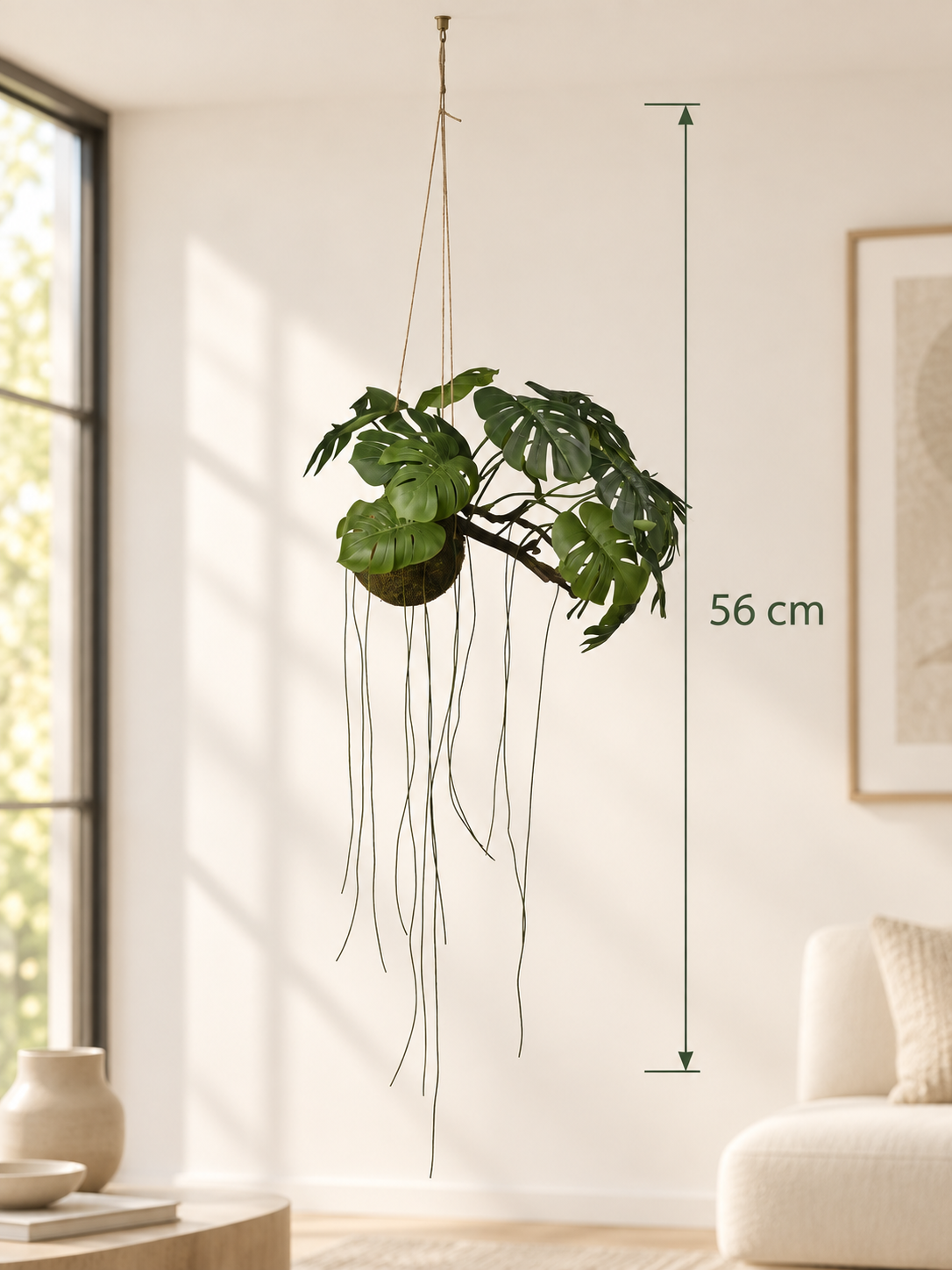 Artificial hanging Monstera with root ball – 56 cm