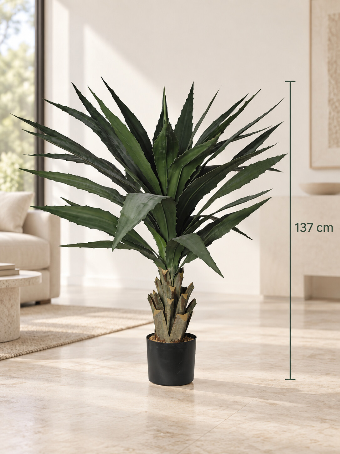 Art. Pianta Agave In Vaso 137cm Green