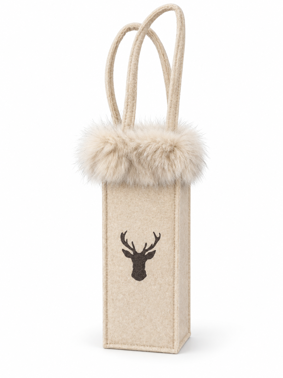Xmas. P.bottiglie Feltro 12x12x33cm - Cream