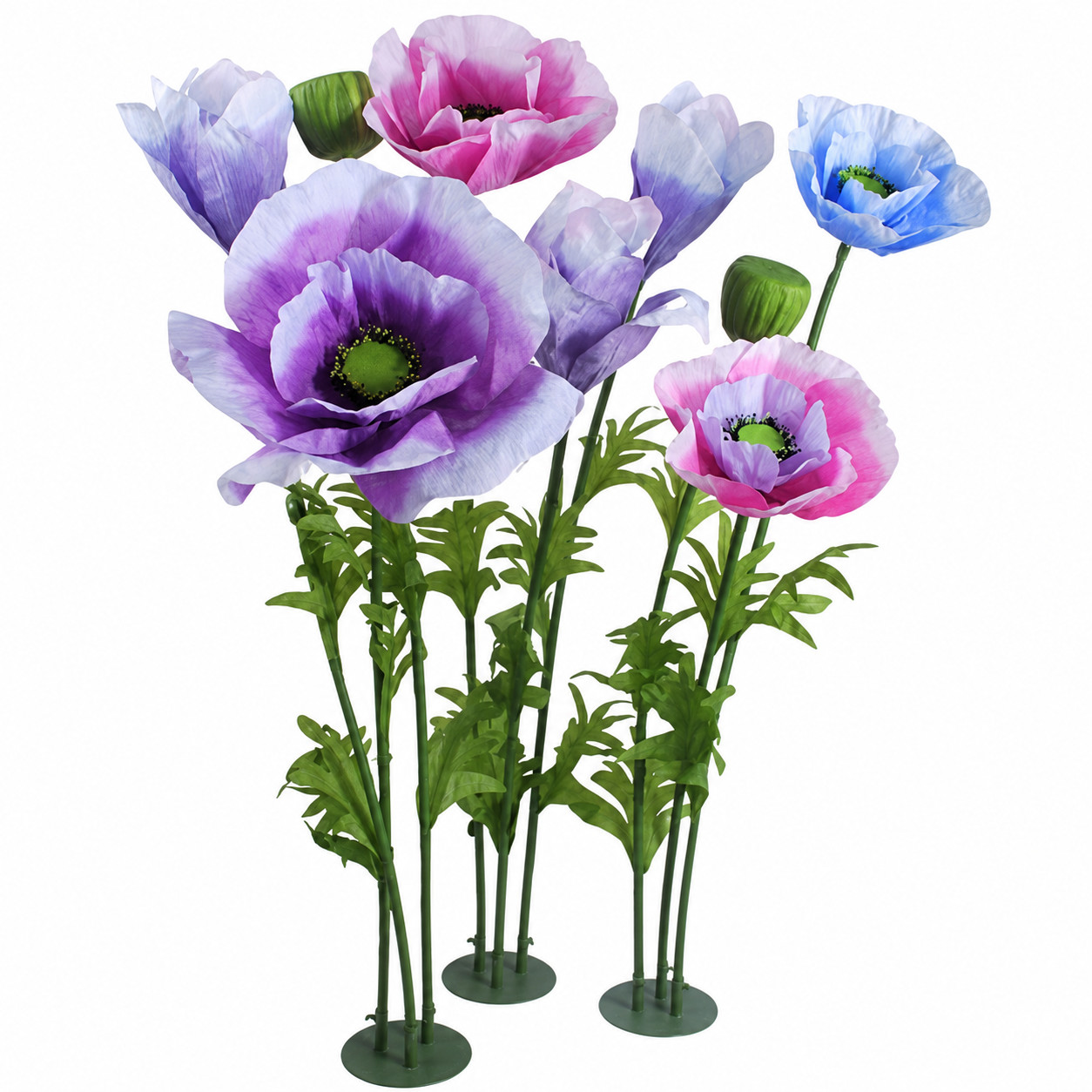 Art. Ramo Anemone Gigante H.200 - 9pz Mix Colors