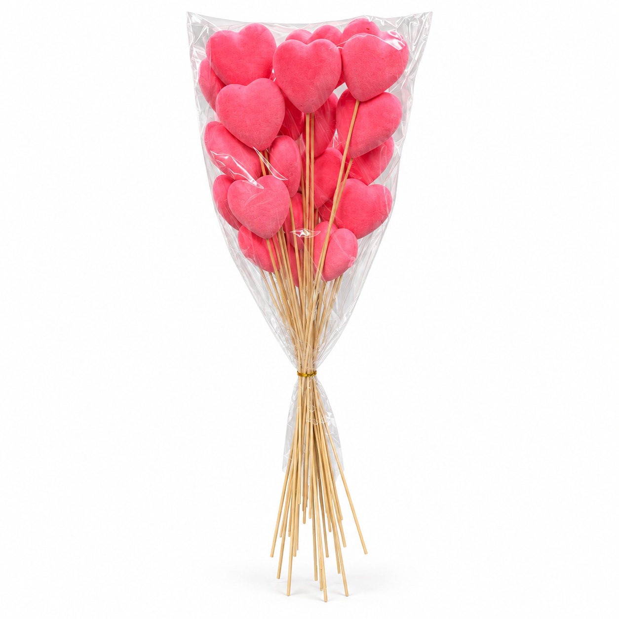 Deco. Stick Heart Flock Pink 7.5cm