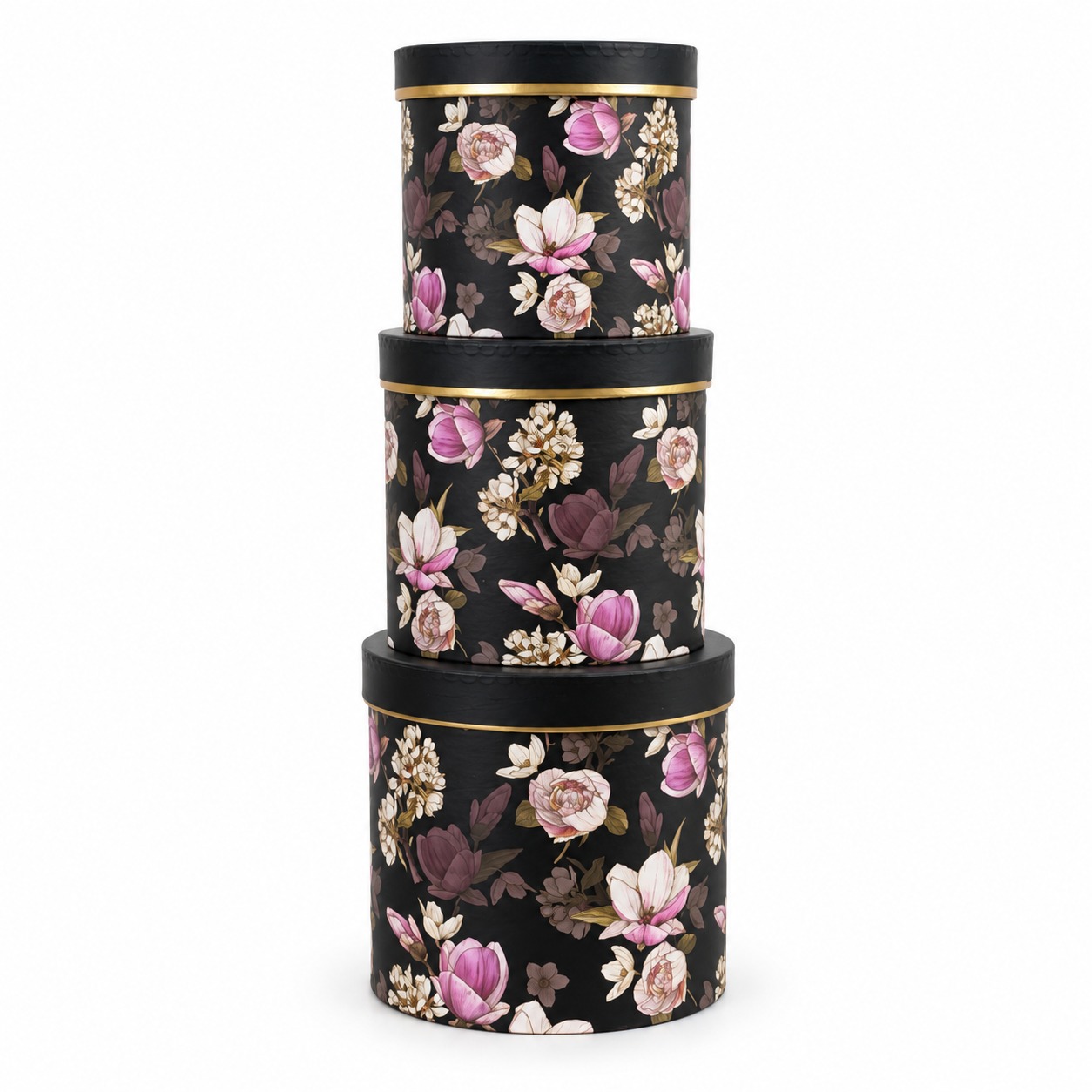 Box. Tris Fantasia Fiori Neri D.15-17-19cm