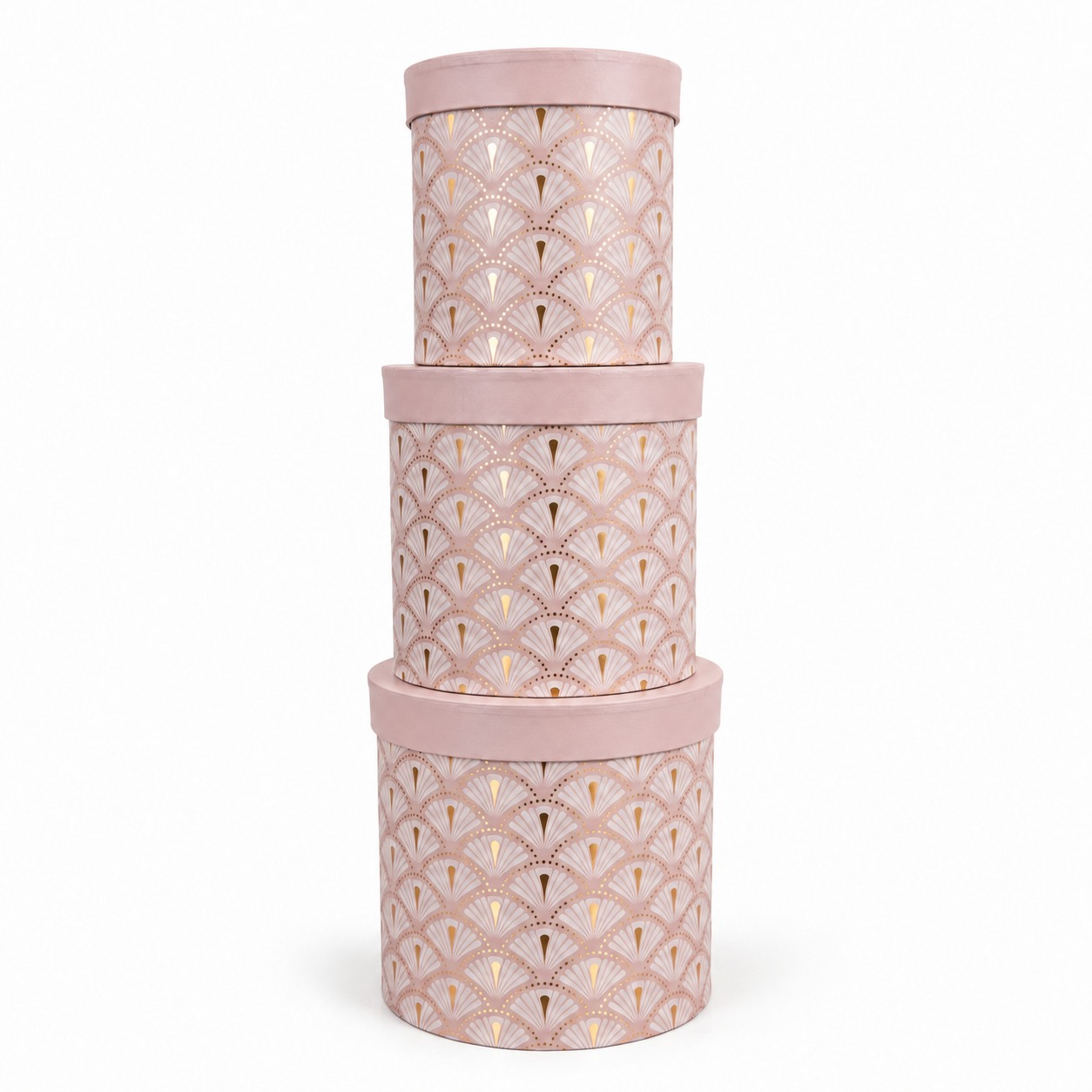 Box. Tris Rosa C. Decori D.15-17-20cm