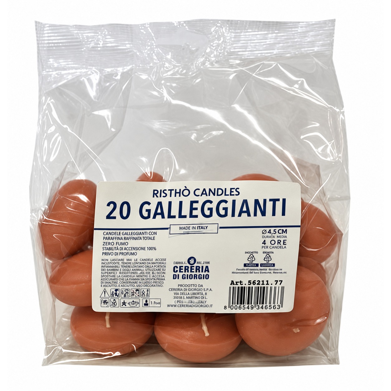 Candele. Gall. Ovale Busta 20pz Terracotta