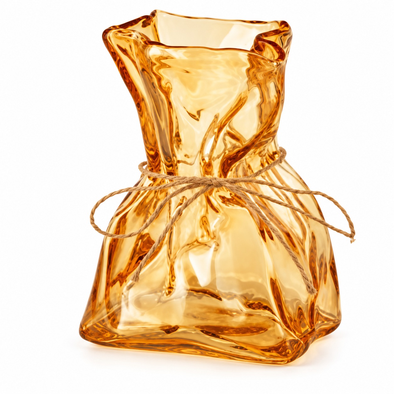 Wedd. Vaso Vetro Ondulato D.10 H.14.5cm - Ambra