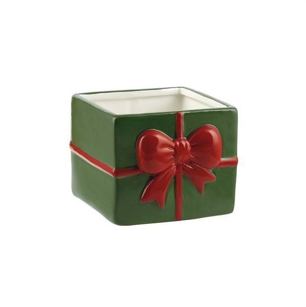 Xmas. Vasi Ceramica. Cubo Fiocco D14 H13cm - Verde