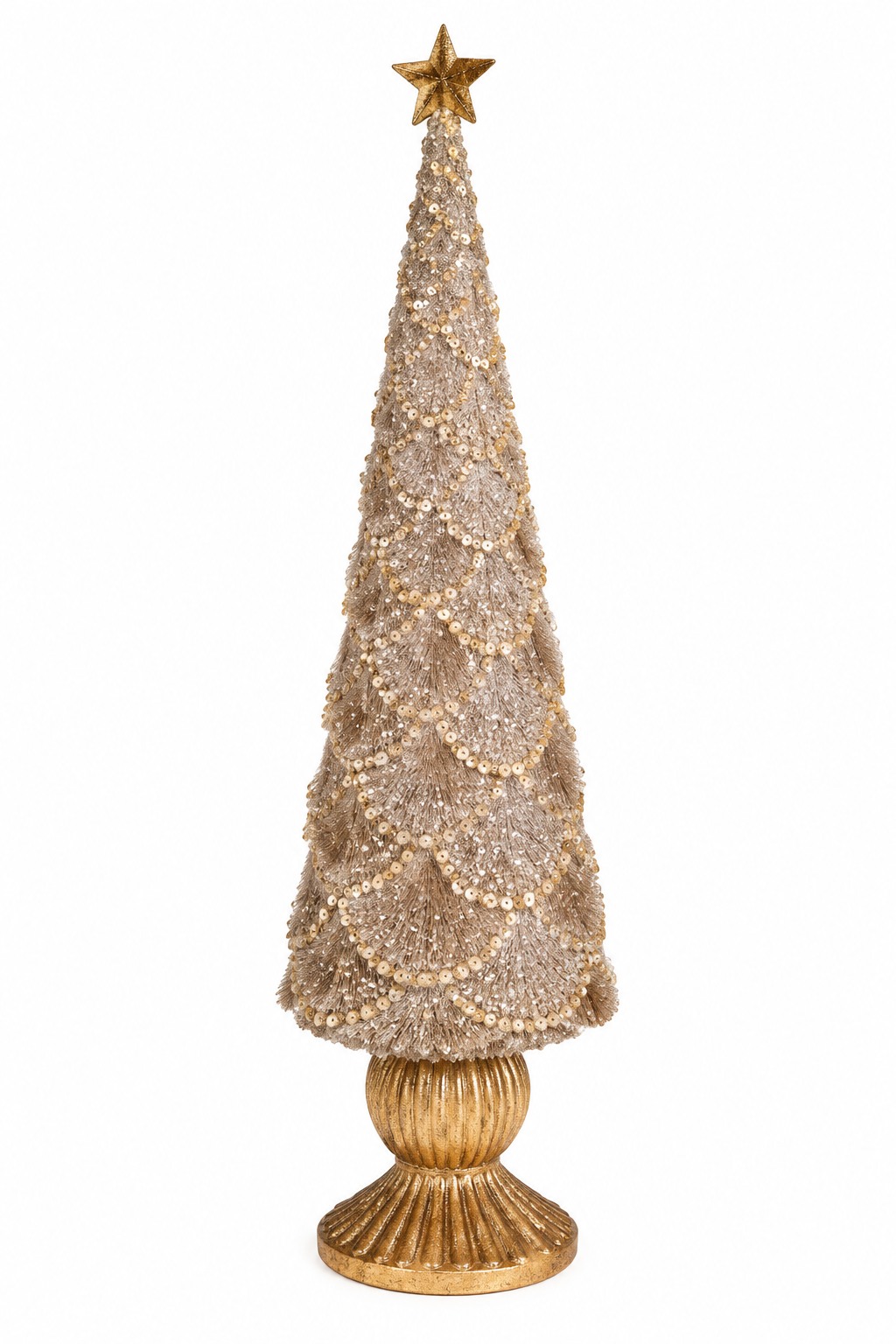 Xmas. Albero Cono Con Decori H.58cm - Brown Gold