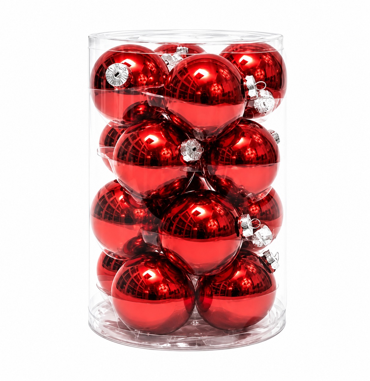 Xmas. Box 16 Sfere Vetro D.8cm - Rosso