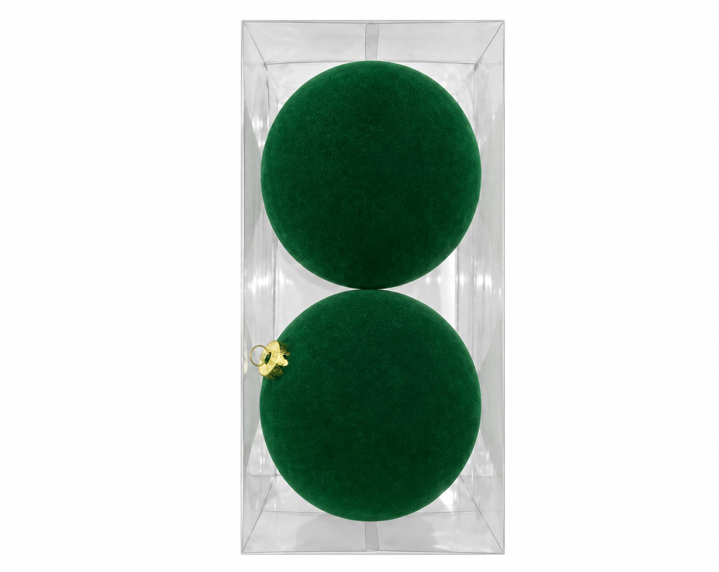 Xmas. Box 2 Sfere D.15cm Velluto Liscio Verde